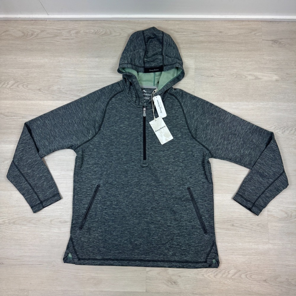 Tommy Bahama Hoodie Mens Medium Gray Pebble Harbor Half Zip‎ IslandZone Pullover - Picture 3 of 5